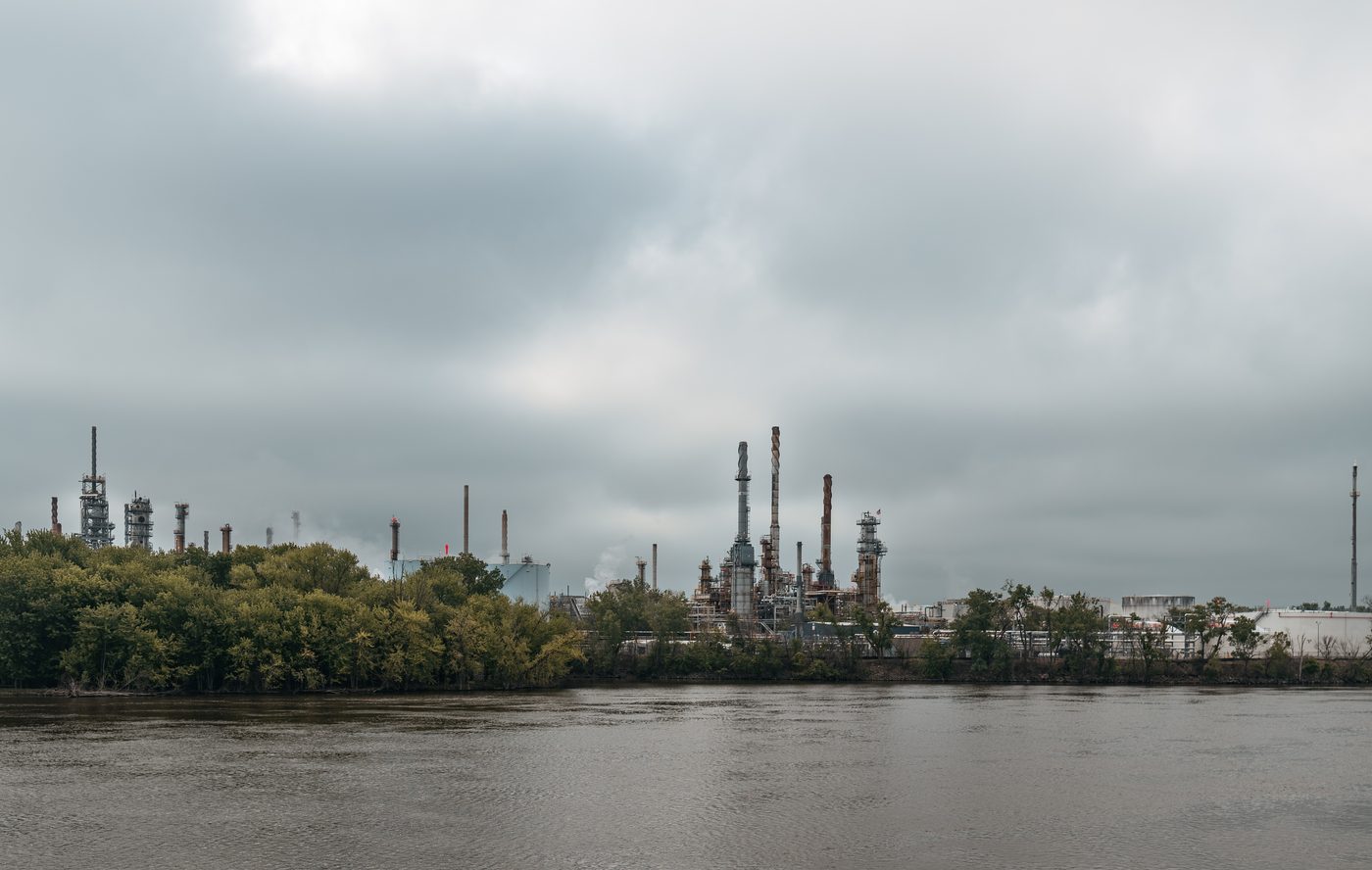 The refinery on the Mississippi River at St. Paul Park under an overcast sky